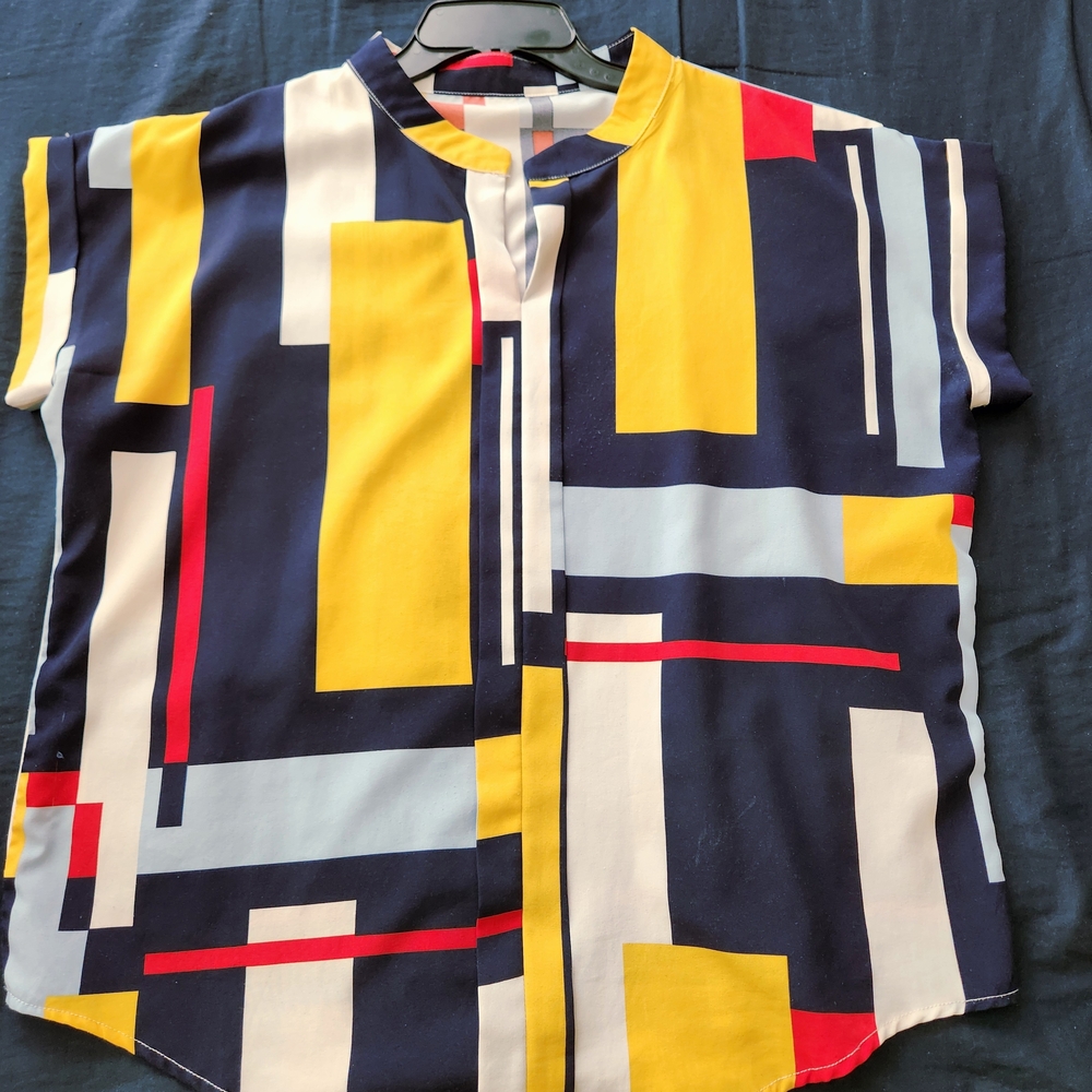 Colorful Geometric Print Tunic Blouse